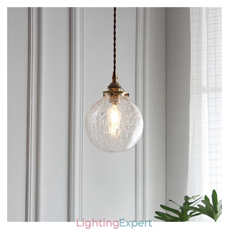 Glass Pendant Light Modern Crackle Ceiling Light Fixture