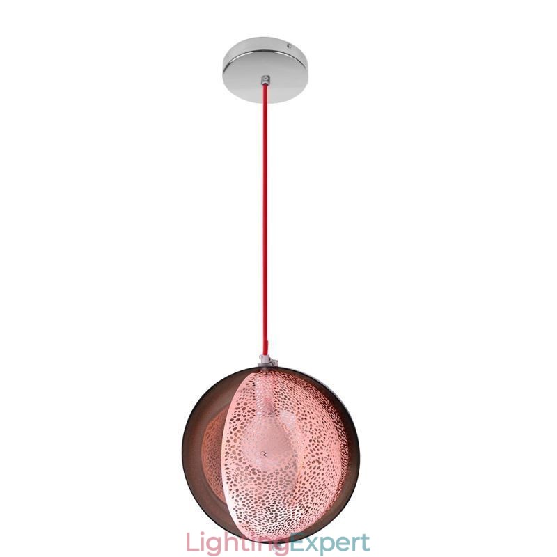 Modern Rose Gold Pendant Light Half Round Glass Lamp Shade Decorative Light Cafe