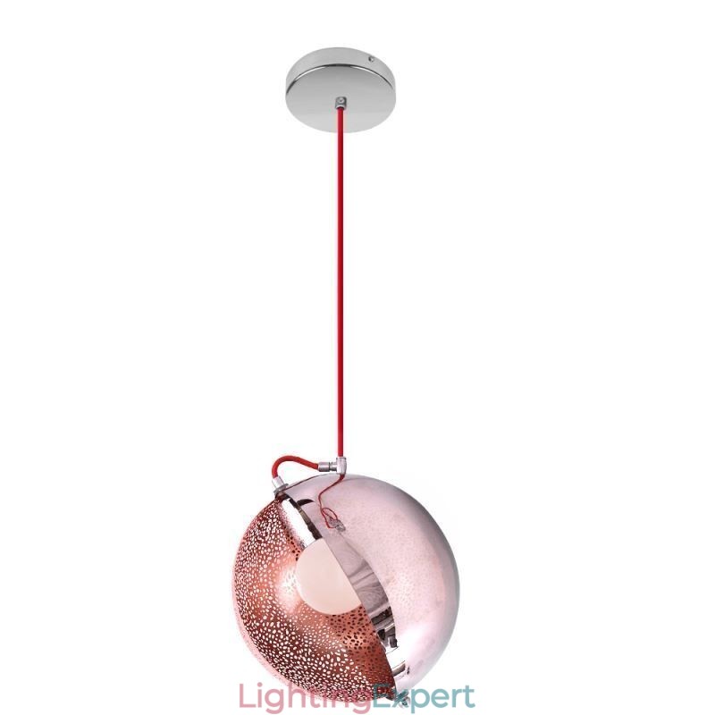 Modern Rose Gold Pendant Light Half Round Glass Lamp Shade Decorative Light Cafe