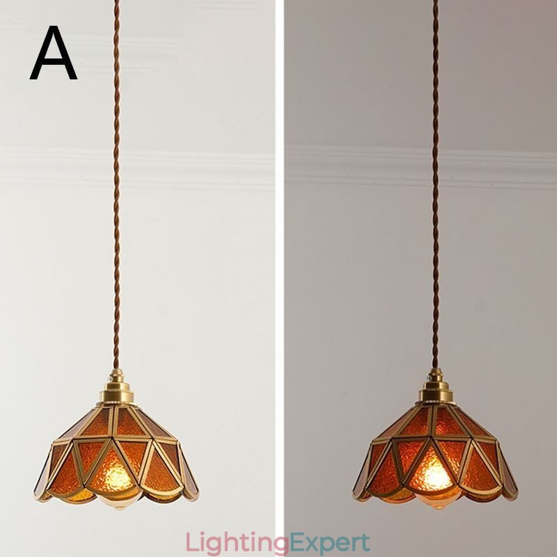 Retro Glass Pendant Light Japanese Style Glass Ceiling Light