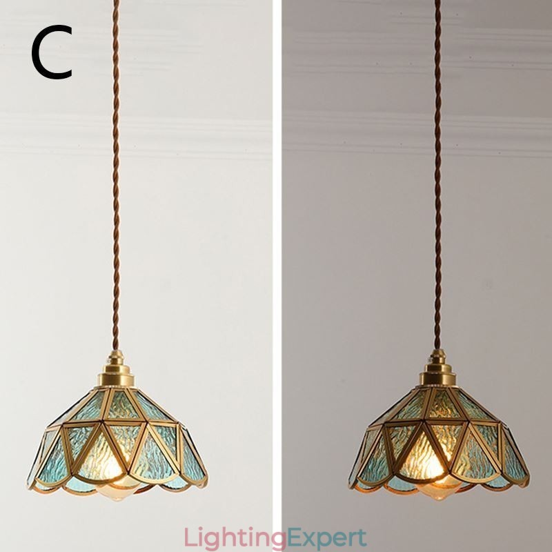 Retro Glass Pendant Light Japanese Style Glass Ceiling Light
