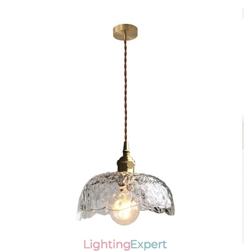 Irregular Brass Glass Pendant Light Hammer Glass Ceiling Light
