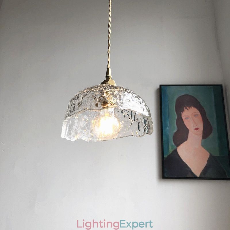 Irregular Brass Glass Pendant Light Hammer Glass Ceiling Light
