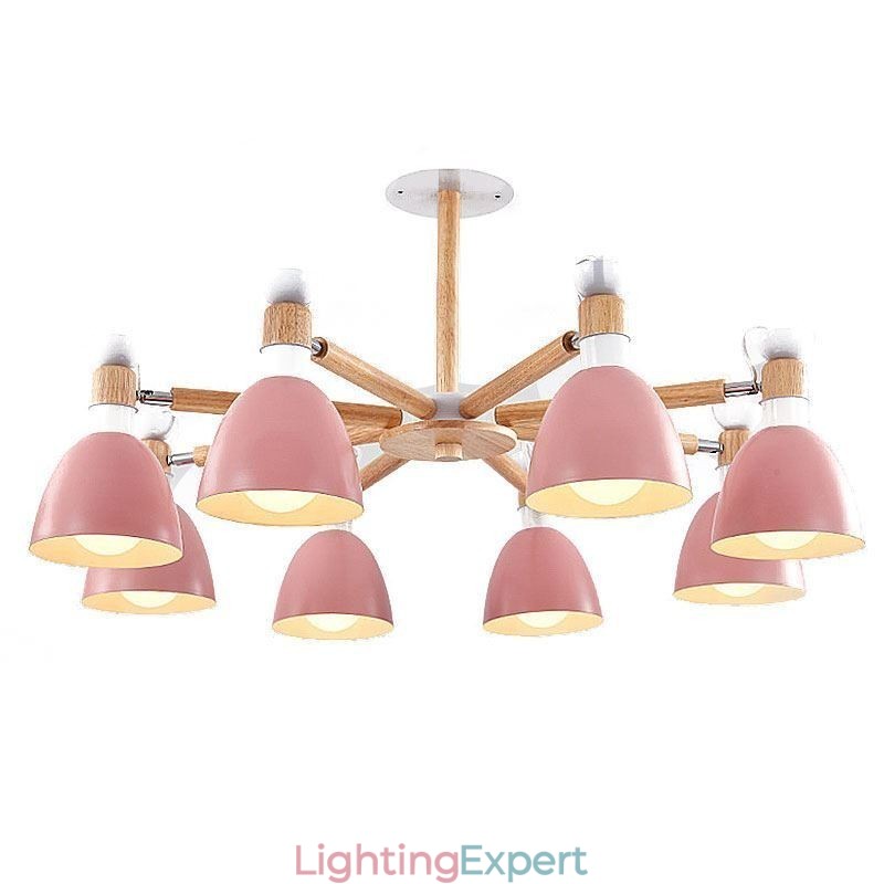 Nordic Macaron Pendant Light Creative Wood Chandelier