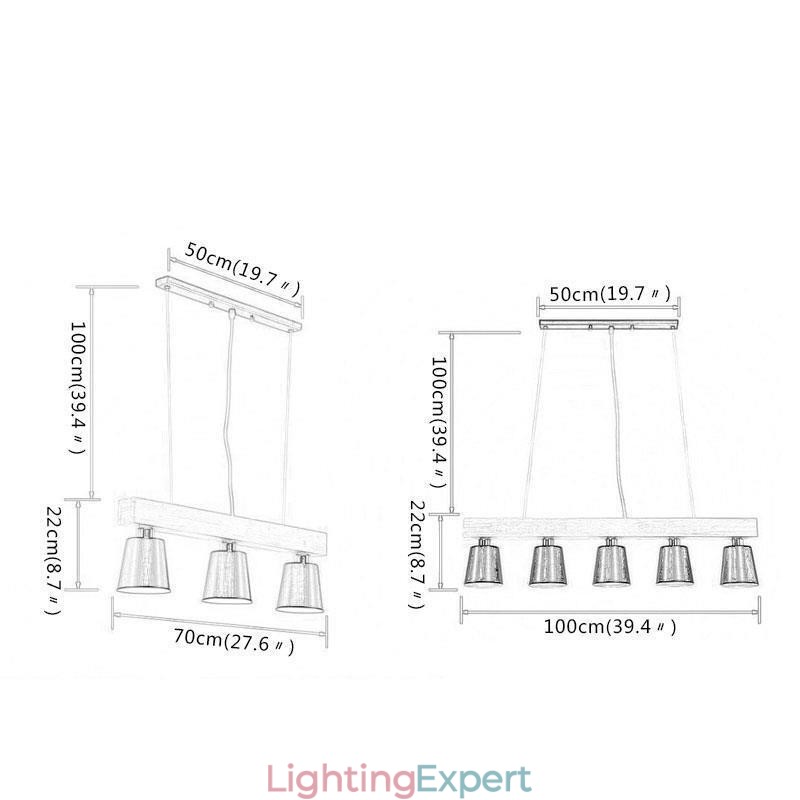 Nordic Wood Chandelier Unique Straight Pendant Light Cafe