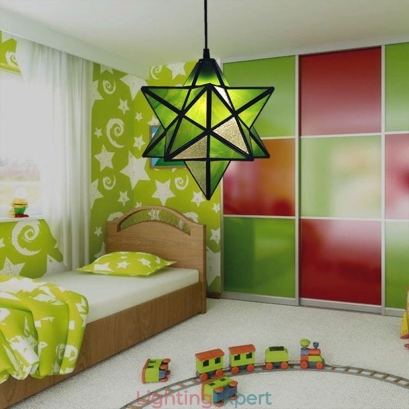 European Stained Glass Pendant Light Creative Star Pendant Lamp