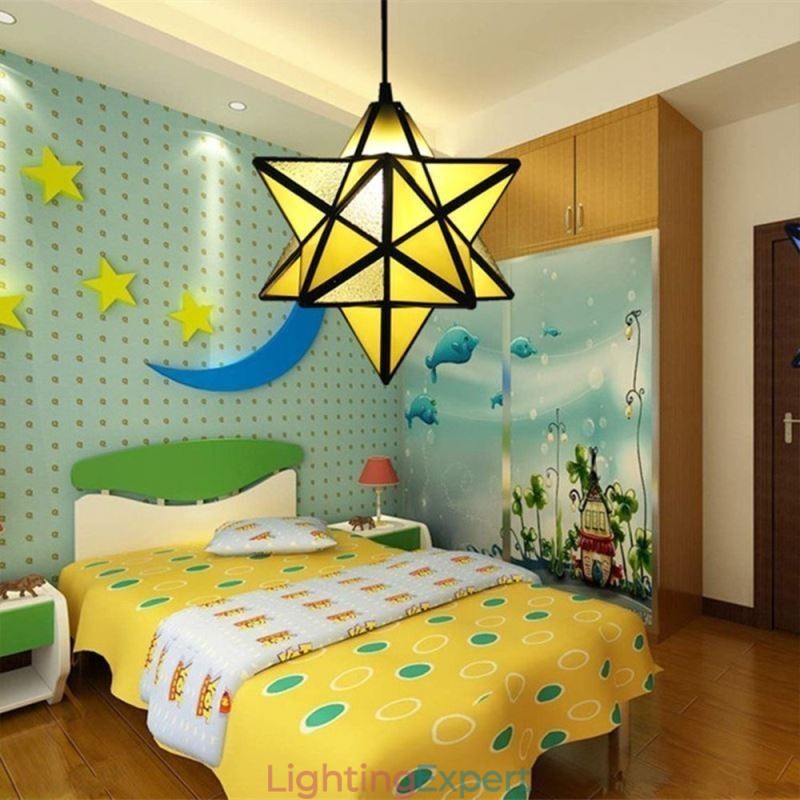 European Stained Glass Pendant Light Creative Star Pendant Lamp
