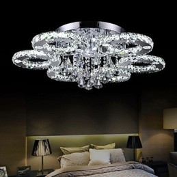 Modern Contemporary Crystal Chrome Metal Flush Mount