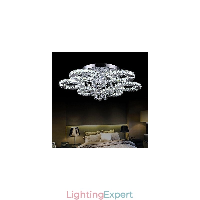 Modern Contemporary Crystal Chrome Metal Flush Mount