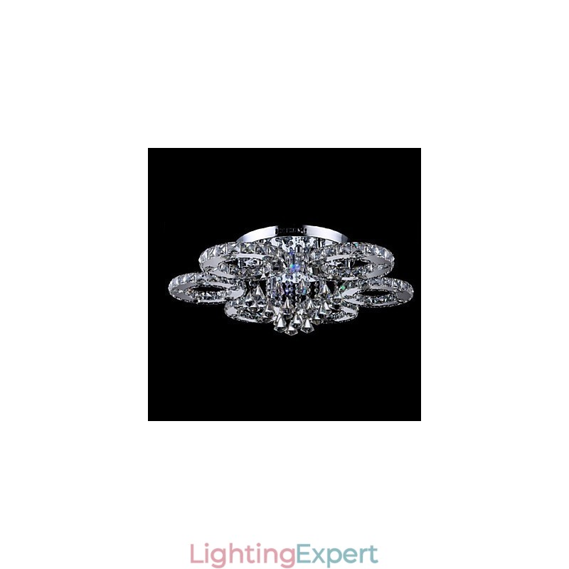 Modern Contemporary Crystal Chrome Metal Flush Mount