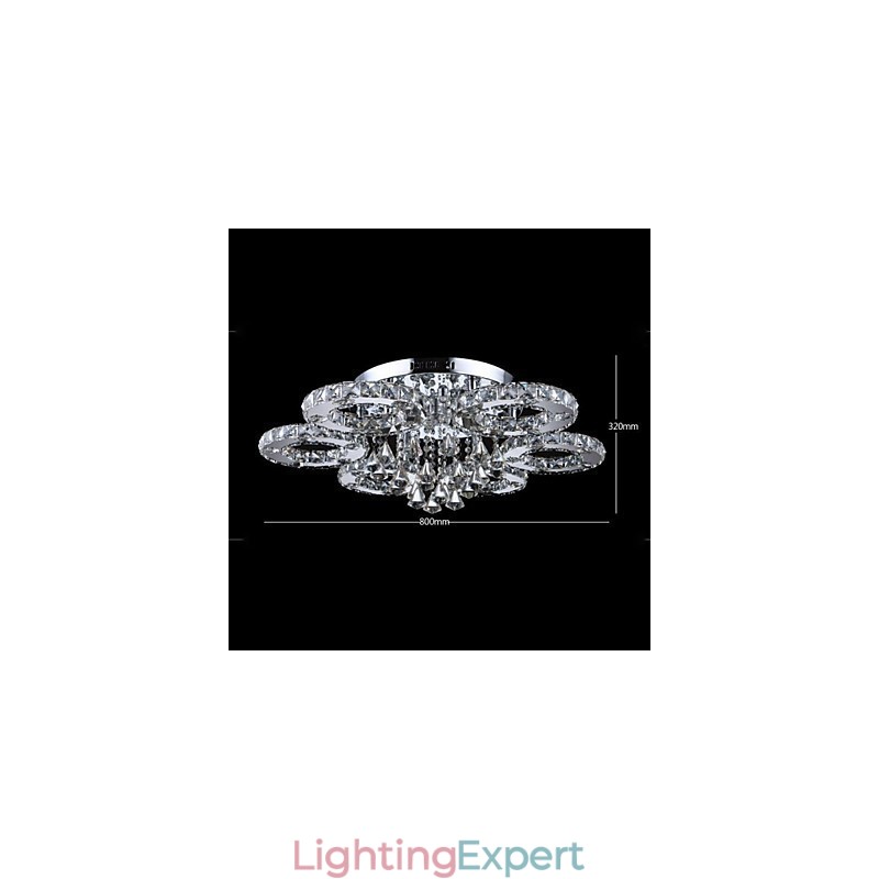 Modern Contemporary Crystal Chrome Metal Flush Mount