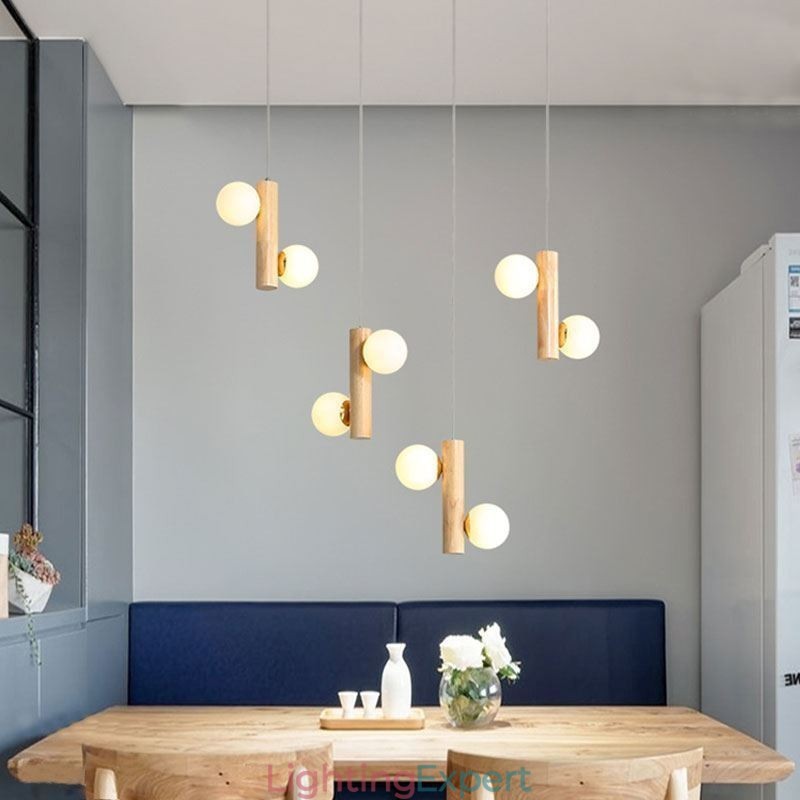 Wood Pendant Light Magic Bean Cluster Ceiling Light Island