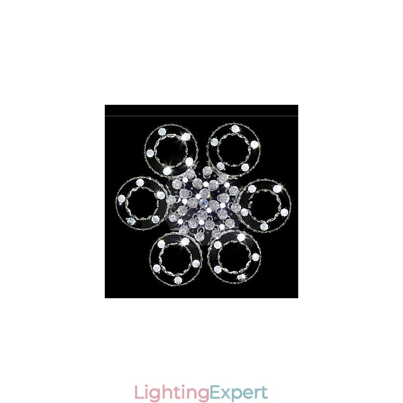 Modern Contemporary Crystal Chrome Metal Flush Mount