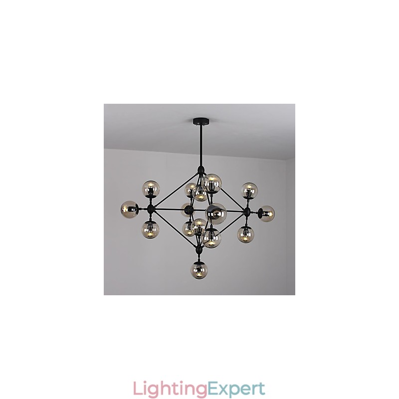 Chandelier 15 Lights Glass Ball Lights Retro Outdoors Garage Metal
