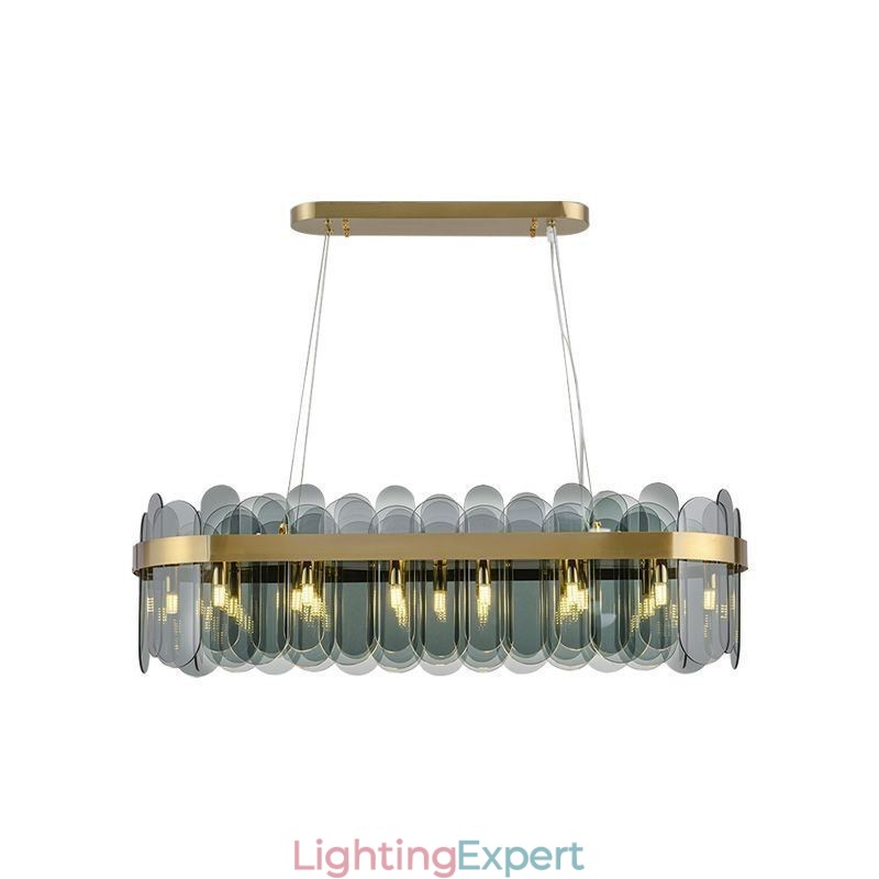 Minimalist Glass Pendant Light Unique Color Rectangle Ceiling Light Island