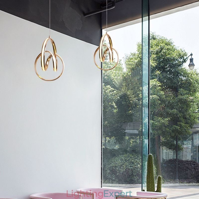 Modern Minimalist Pendant Lamp Unique Circular Twist Light Fixture Island