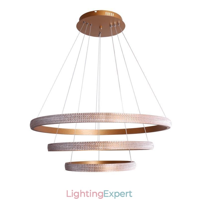 Modern Pendant Light Acrylic 3 Rings Lamp 80+60+40cm