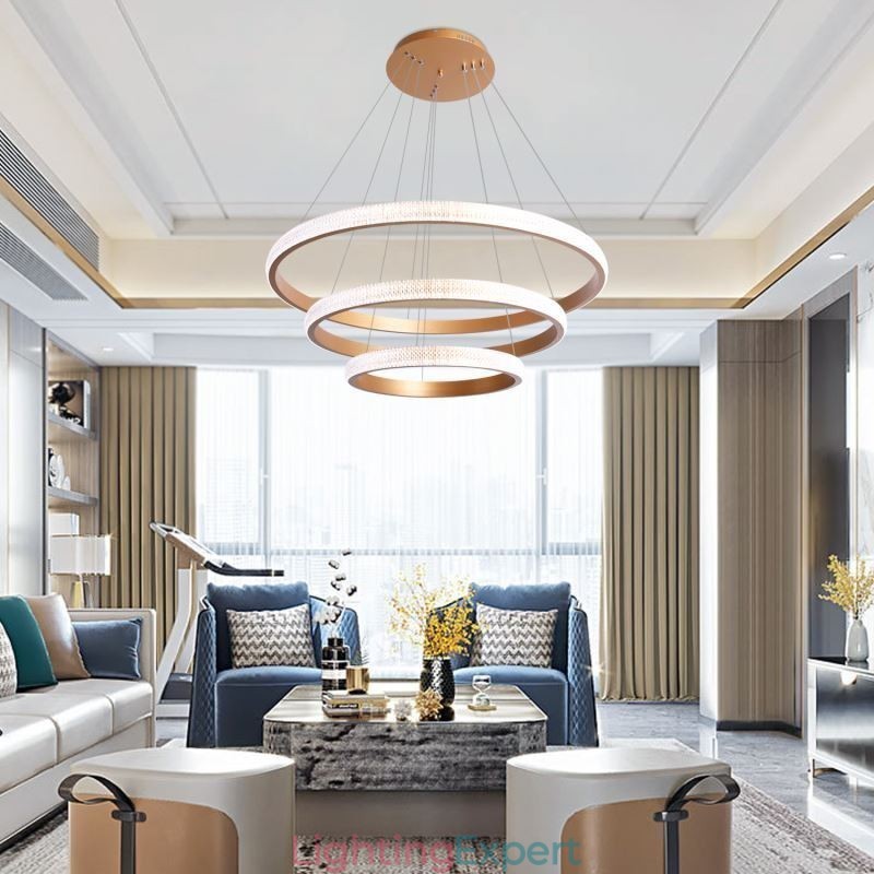 Modern Pendant Light Acrylic 3 Rings Lamp 80+60+40cm