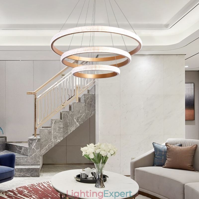 Modern Pendant Light Acrylic 3 Rings Lamp 80+60+40cm