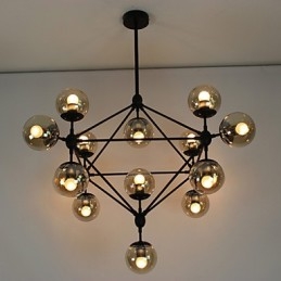 Chandelier 15 Lights Glass Ball Lights Retro Outdoors Garage Metal