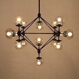 Chandelier 15 Lights Glass Ball Lights Retro Outdoors Garage Metal