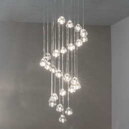 Modern Crystal Cluster Pendant Light Unique Crystal Lamp Shade Duplex Stair