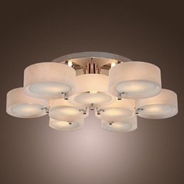 Modern Contemporary Chrome Metal Chandelier Flush Mount