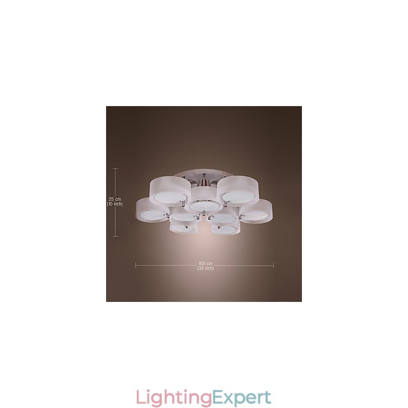 Modern Contemporary Chrome Metal Chandelier Flush Mount