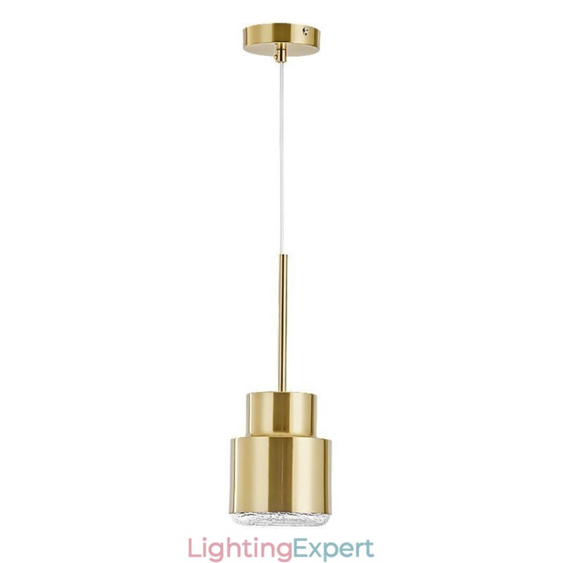 Postmodern Glass Pendant Light Golden Cylinder Lamp Bright Lighting Light