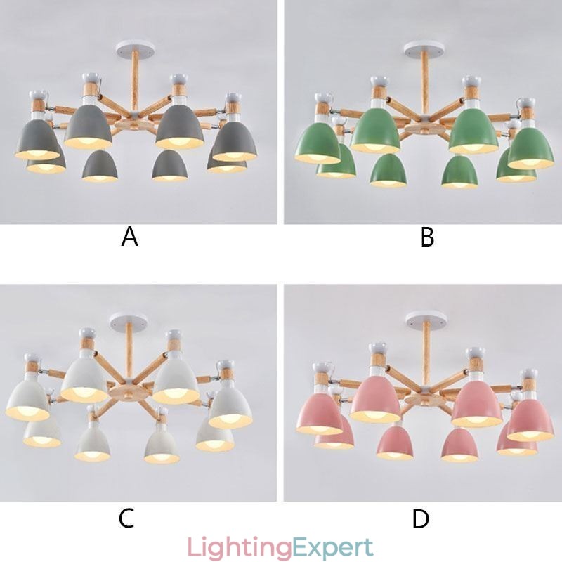 Nordic Macaron Pendant Light Creative Wood Chandelier