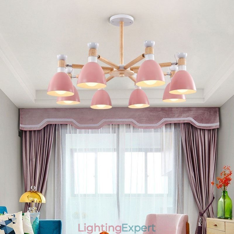 Nordic Macaron Pendant Light Creative Wood Chandelier