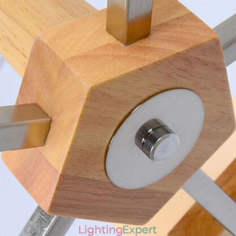 Nordic Wood Pendant Light Glass Lampshade Chandelier