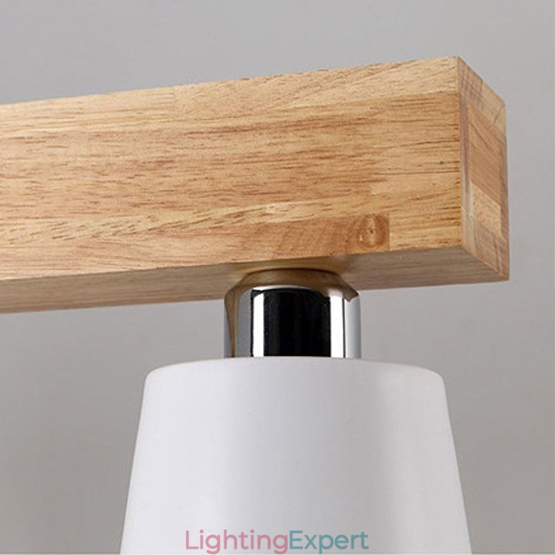Nordic Wood Chandelier Unique Straight Pendant Light Cafe