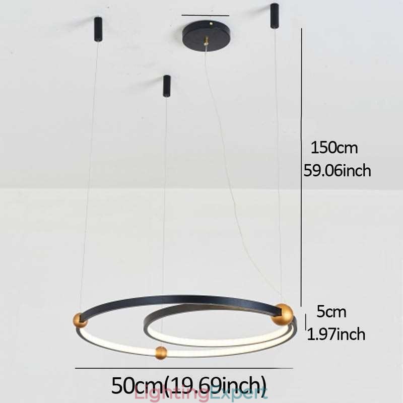 Circle Pendant Light Fixture Black 2 Rings