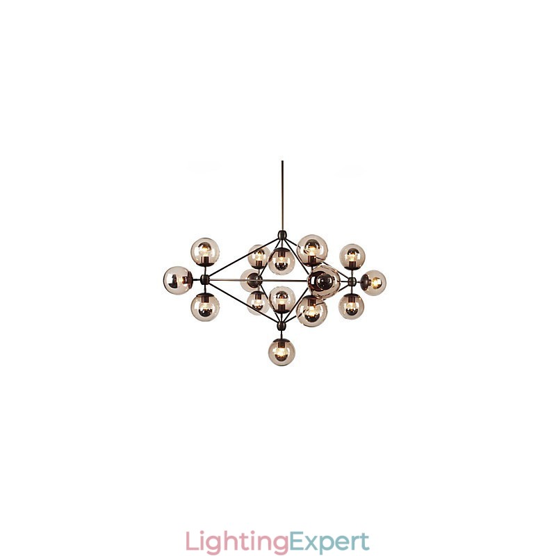 Chandelier 15 Lights Glass Ball Lights Retro Outdoors Garage Metal