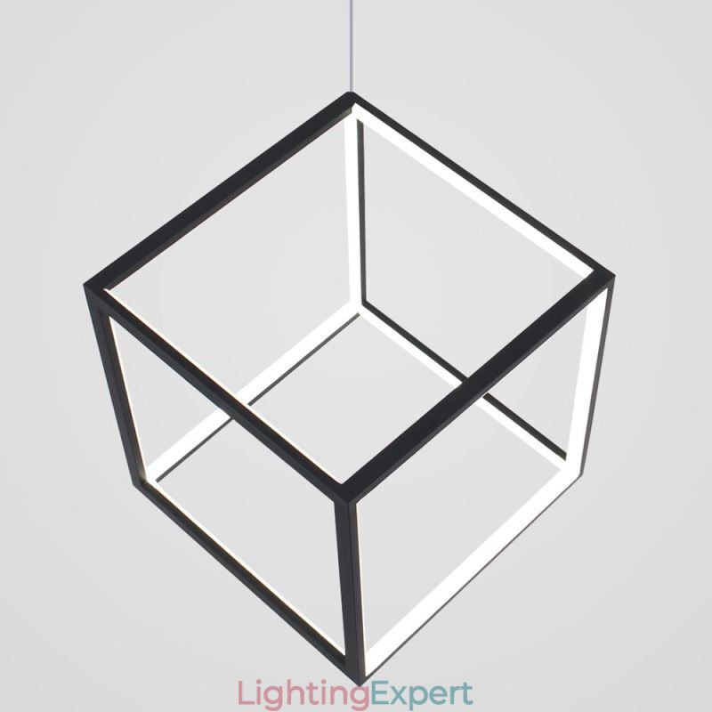 Black Pendant Light Geometric Cube Lighting