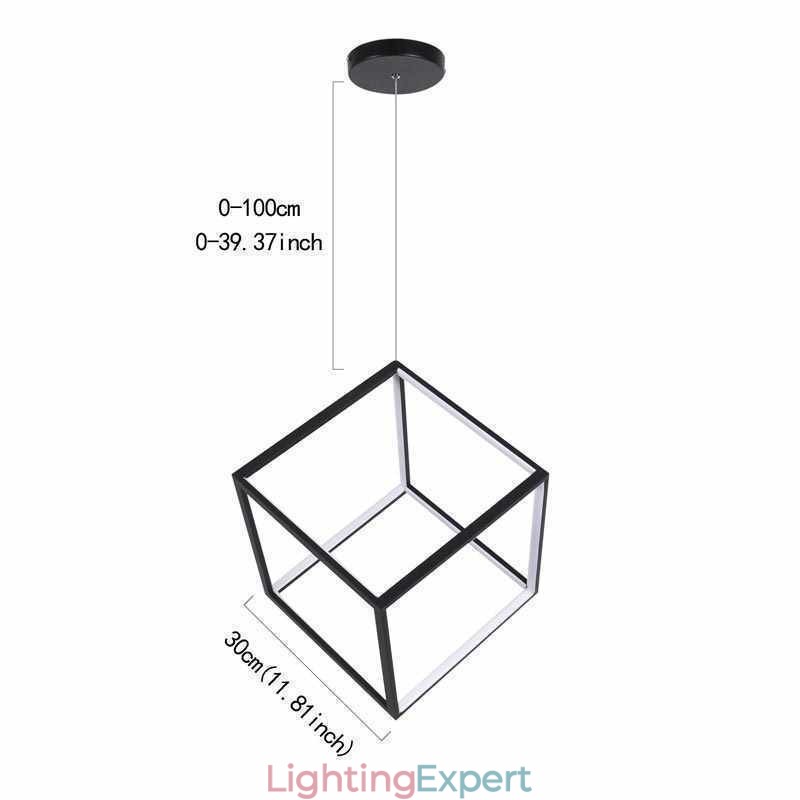 Black Pendant Light Geometric Cube Lighting