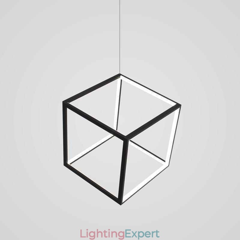 Black Pendant Light Geometric Cube Lighting