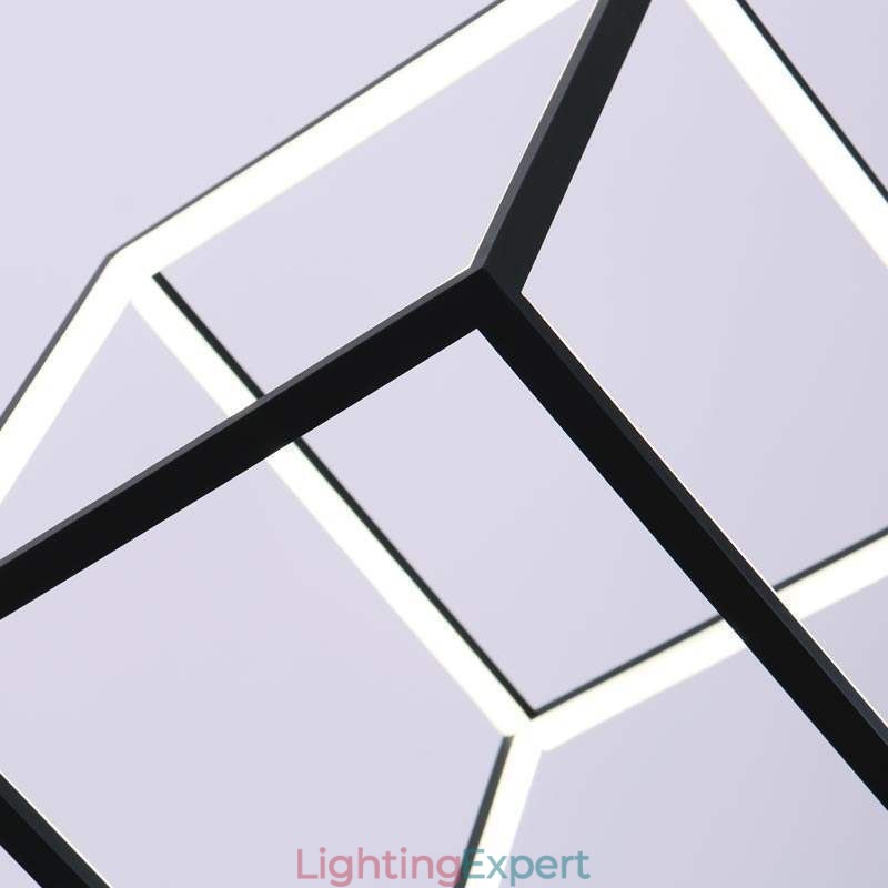 Black Pendant Light Geometric Cube Lighting