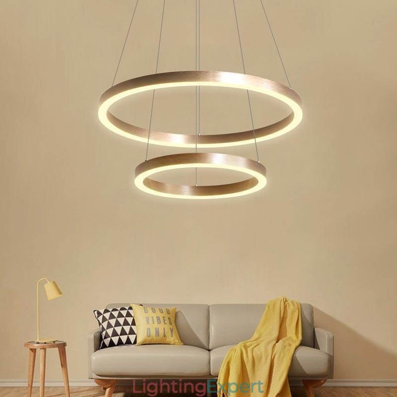 Pendant Light Drawing Craft 2 Rings Lamp 60+40cm