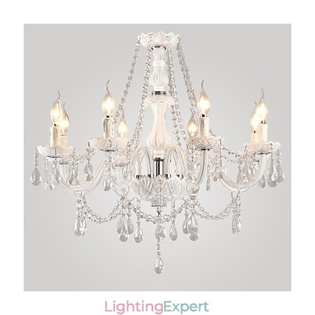 Chandelier White Crystal Modern Living 8 Lights Chandelier White Crystal Modern Living 8 Lights