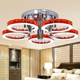 Modern Red Acrylic Chandelier with 5 lights (Chrome Finish)