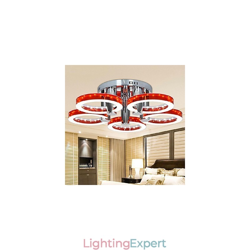 Modern Red Acrylic Chandelier with 5 lights (Chrome Finish)