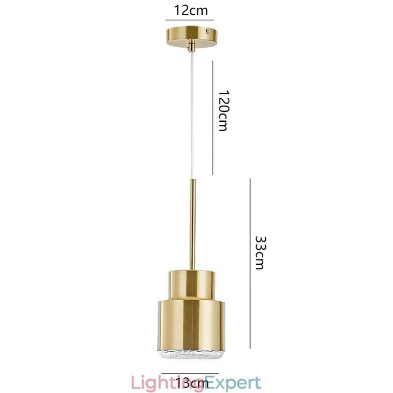 Postmodern Glass Pendant Light Golden Cylinder Lamp Bright Lighting Light