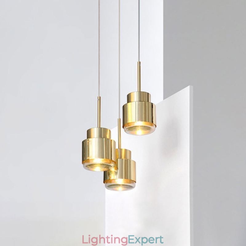 Postmodern Glass Pendant Light Golden Cylinder Lamp Bright Lighting Light