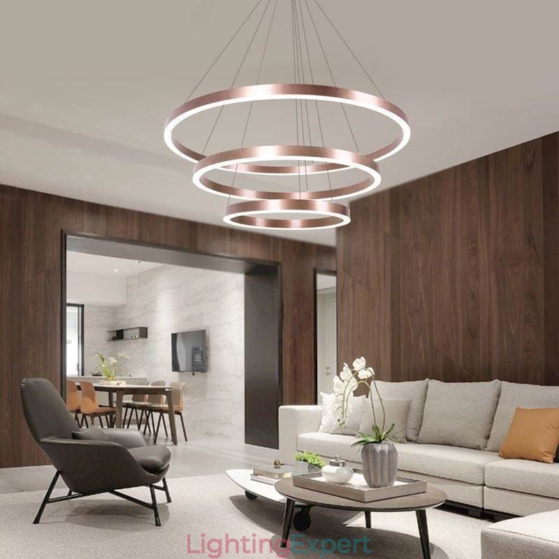 Pendant Light Drawing Craft 3 Rings Lamp 80+60+40cm