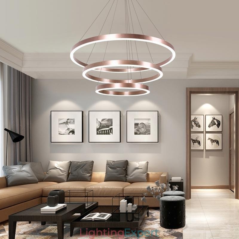 Pendant Light Drawing Craft 3 Rings Lamp 80+60+40cm