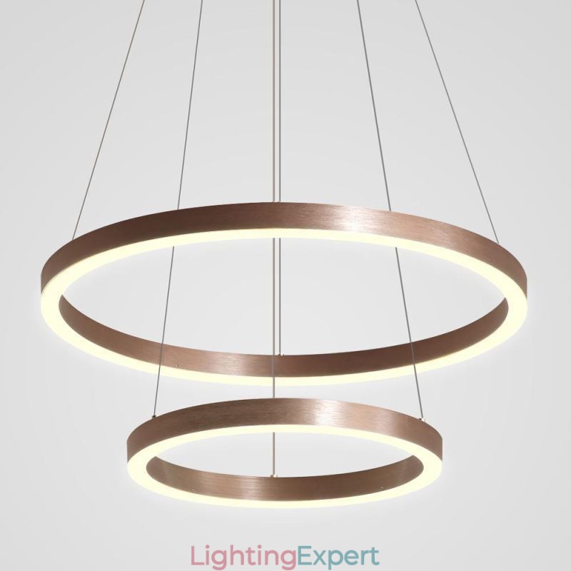 Pendant Light Drawing Craft 2 Rings Lamp 60+40cm
