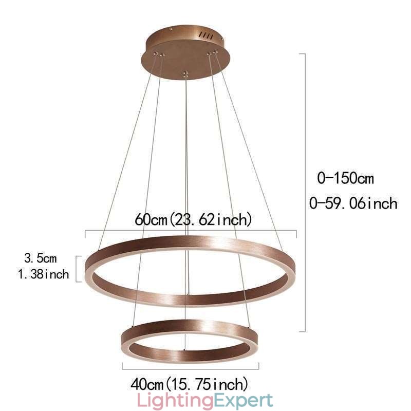 Pendant Light Drawing Craft 2 Rings Lamp 60+40cm