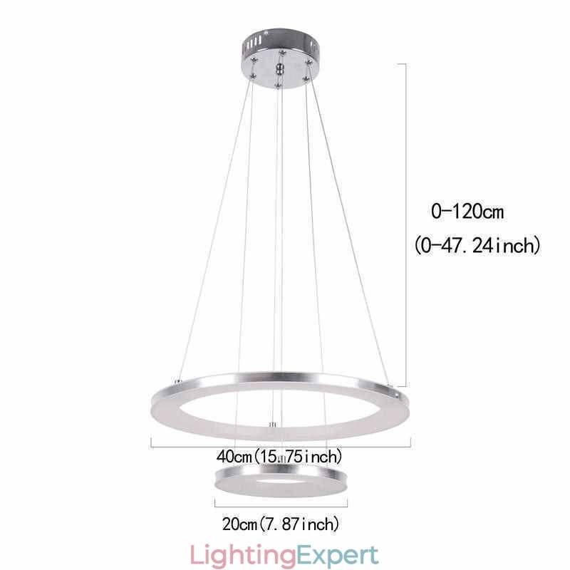 Modern Pendant Light Acrylic 2 Rings Lamp 40+20cm